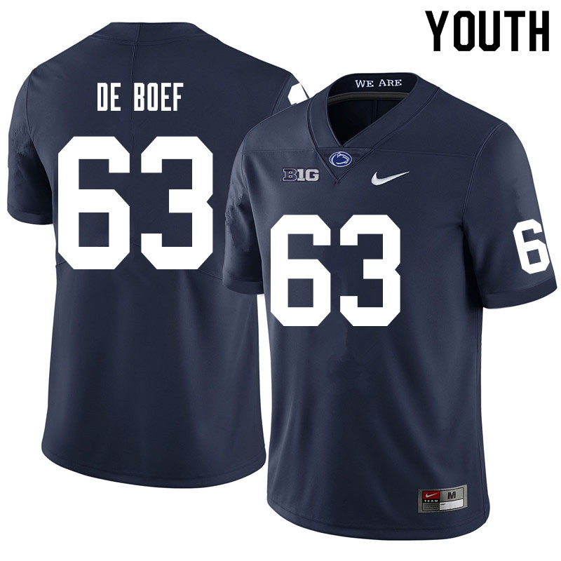 Youth #63 Collin De Boef Penn State Nittany Lions College Football Jerseys Sale-Navy